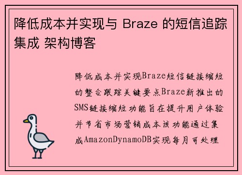 降低成本并实现与 Braze 的短信追踪集成 架构博客